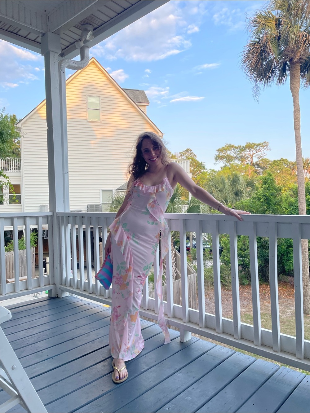 Pink Floral Ruffle Slip Dress - Picture 2 of 2